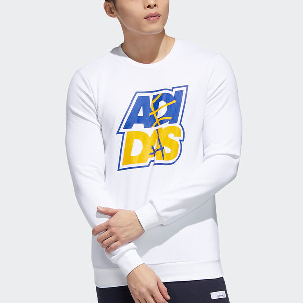 Толстовка adidas neo M FAV SW Alphabet Printing Sports Pullover White, белый — фото 3