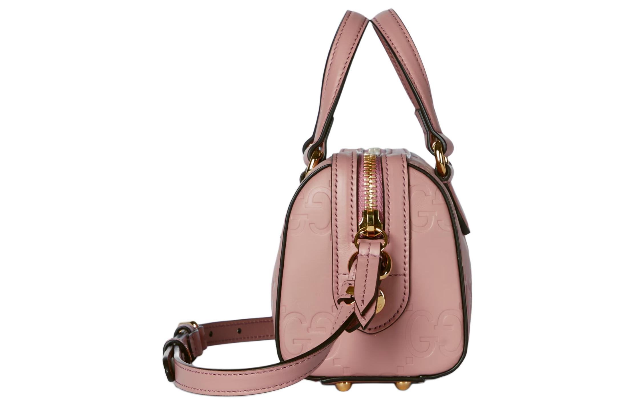 Женская кожаная сумка кроссбоди GUCCI Rose Beige, экстра мини — фото 3