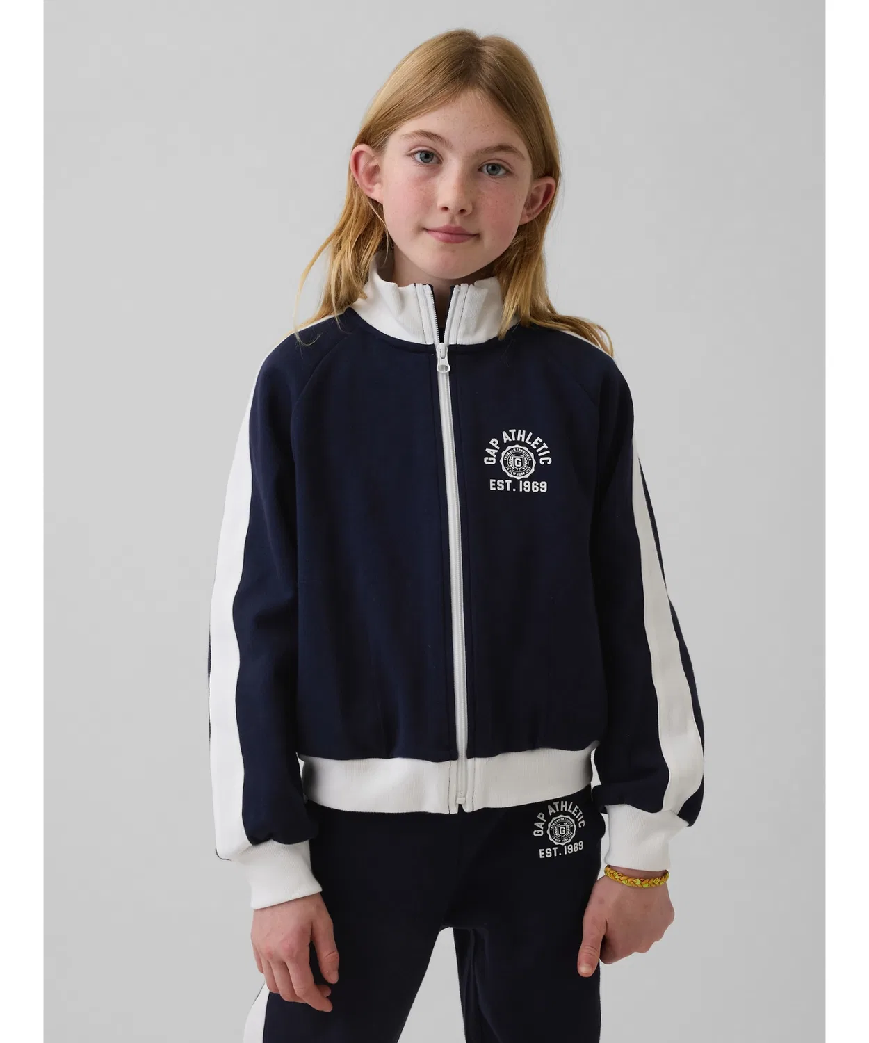 Детская куртка-бомбер GAP Athletic Logo Zip-Up Track Jacket, тёмно-синяя