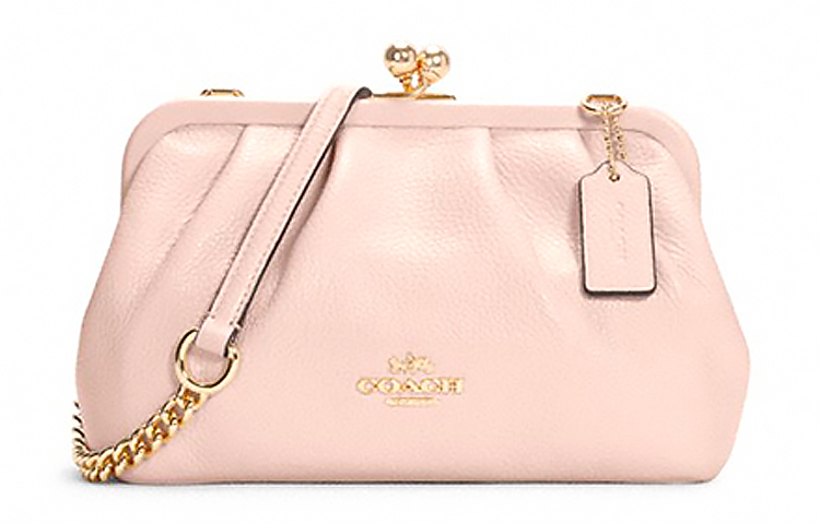 

COACH Сумка Kisslock из коровьей кожи на цепочке, сумка-облако, сумка через плечо, женская, цвет вишнево-розовый