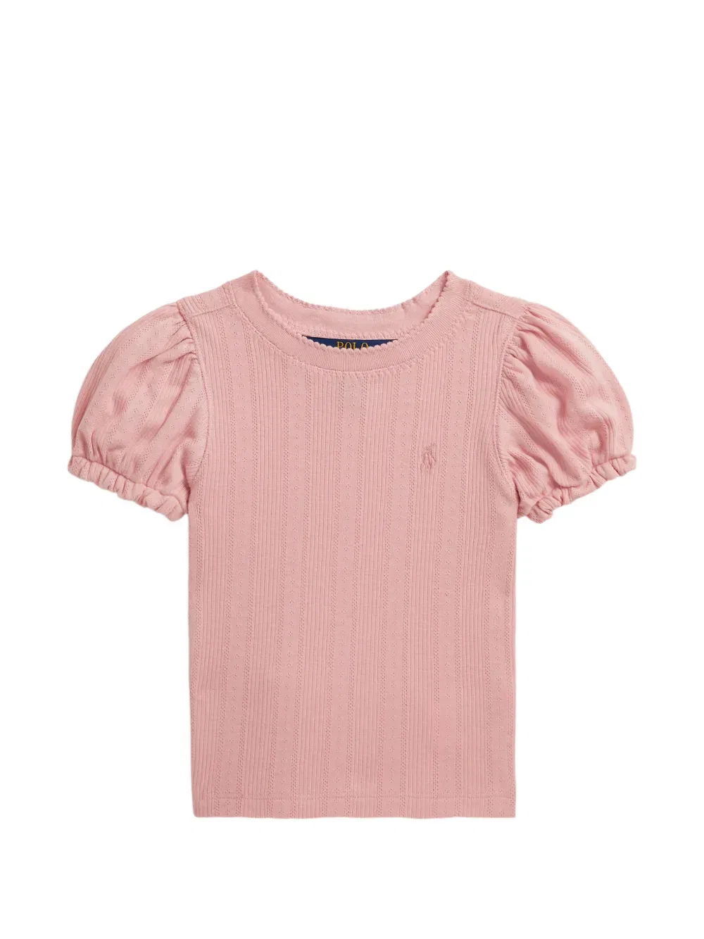 Футболка с пышными рукавами и фестончатой отделкой Polo Ralph Lauren Kids, розовый