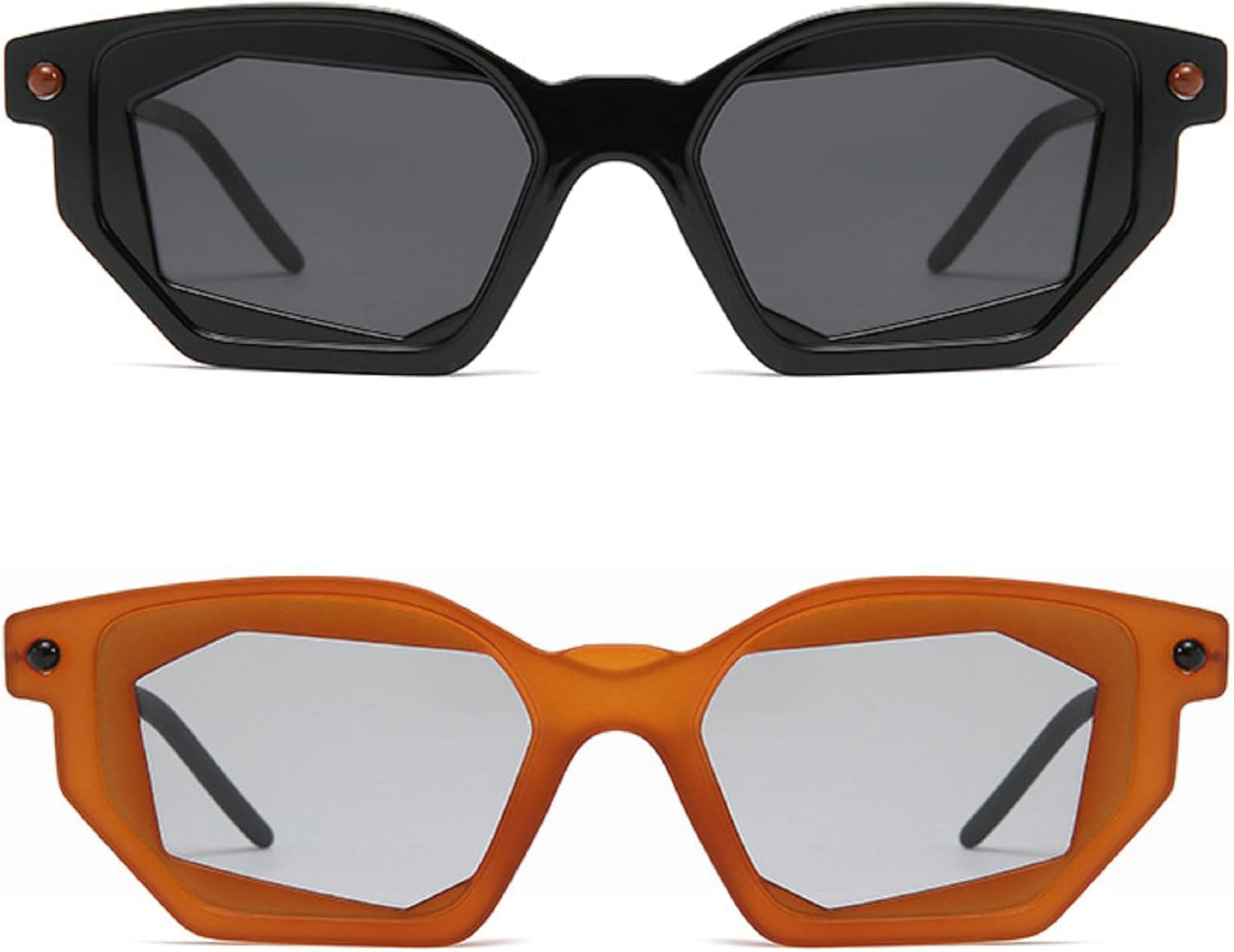 

Модные квадратные солнцезащитные очки неправильной формы для женщин, многоугольные, роскошные солнцезащитные очки UV400 для женщин, многоугольные очки mincl, 2pcs-black&brown