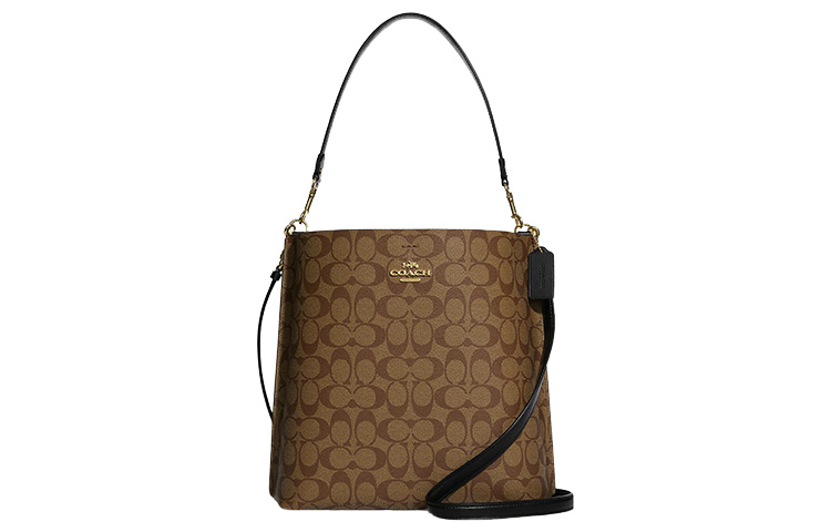 

COACH Сумка-ведро Mollie Canvas с кожаной застежкой через плечо большая женская