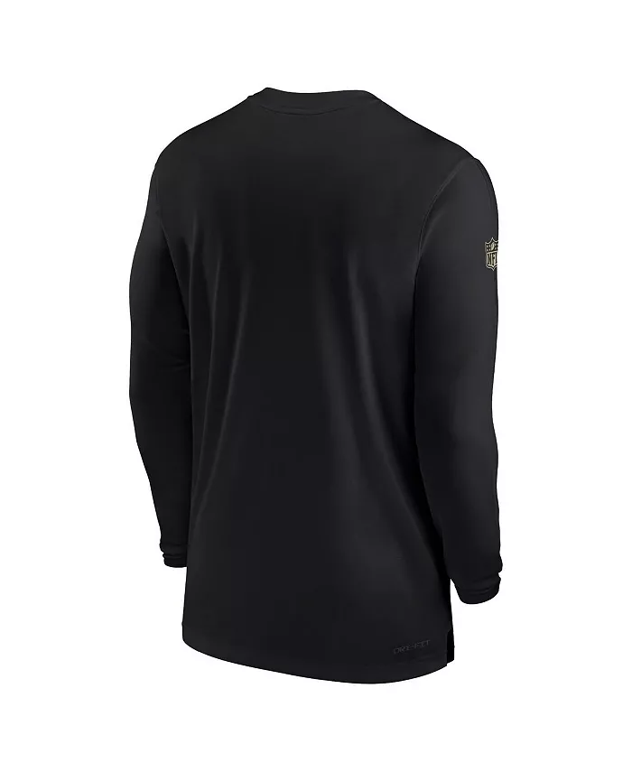 Мужская черная футболка New Orleans Saints Sideline Coach Performance с длинным рукавом Nike — фото 3