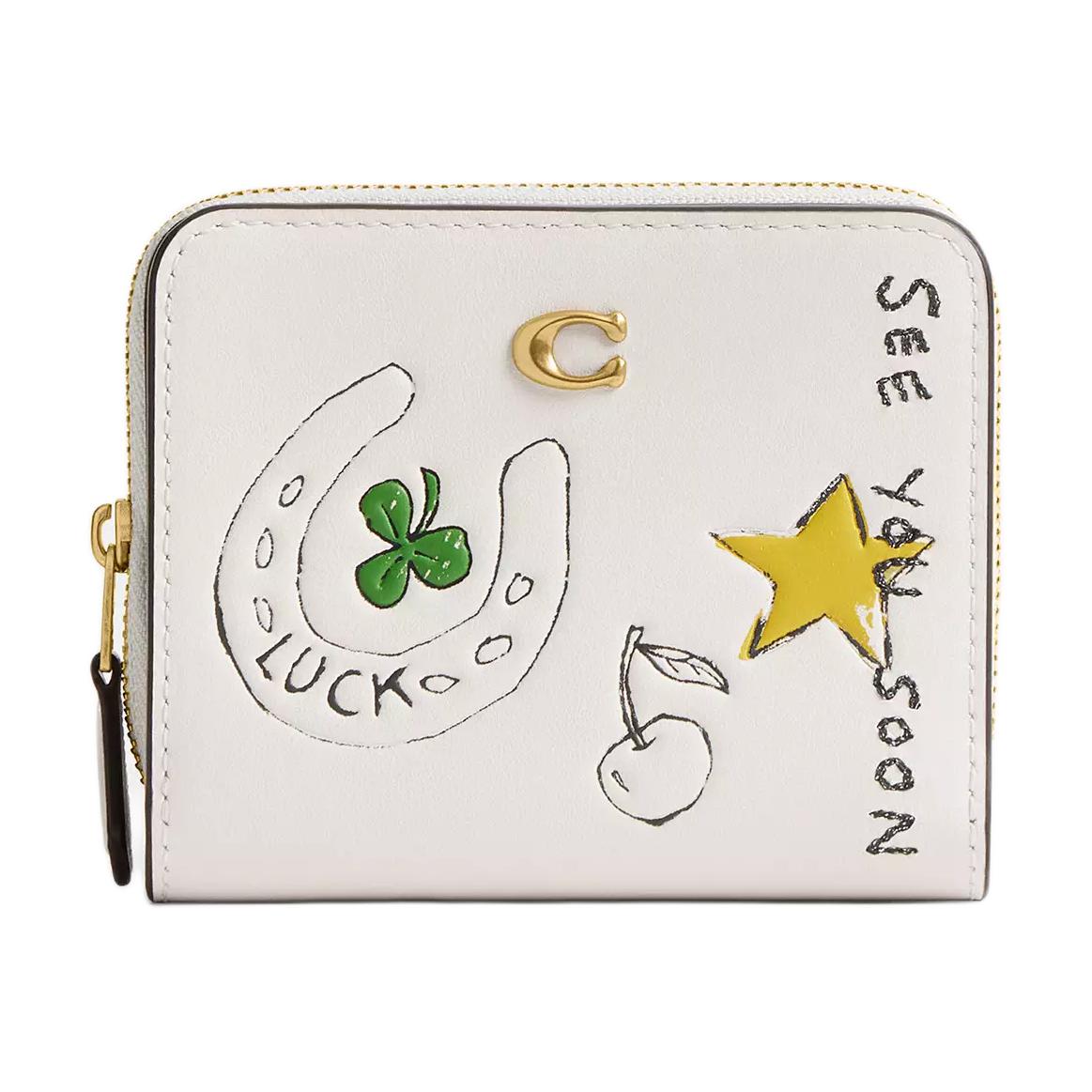 

COACH Мини-кошелек Essential Refined Calfskin для женщин, цвет Brass & Chalk Multicolor