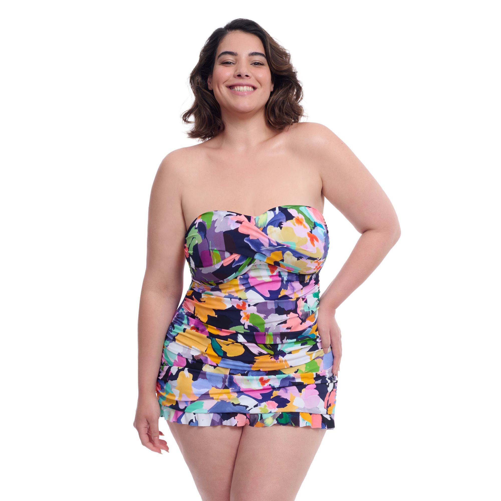 

Holi Sweetheart Бандо купальник-платье для пышных форм Profile by Gottex, мультиколор