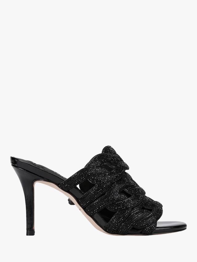 Кристальные мюлы-сабо на шпильке с цепочкой Kurt Geiger London, Black