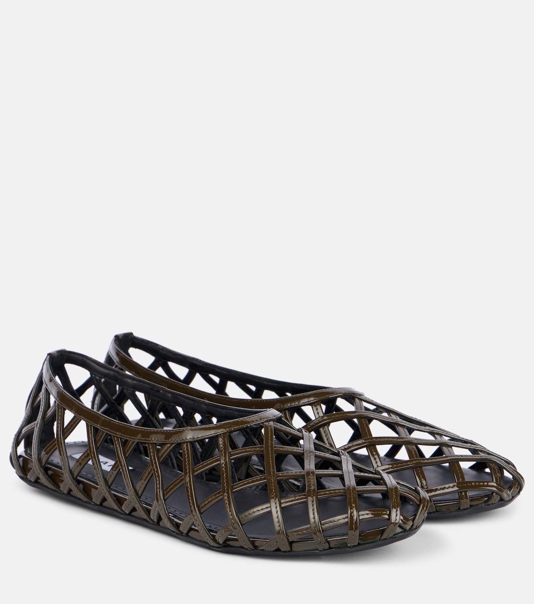 Балетки из кожи в клетку Alaïa, Kaki