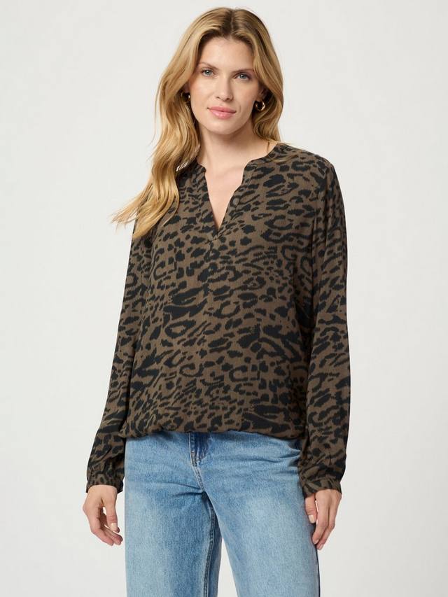 

Топ с животным принтом ditte KAFFE, цвет Brown/Black