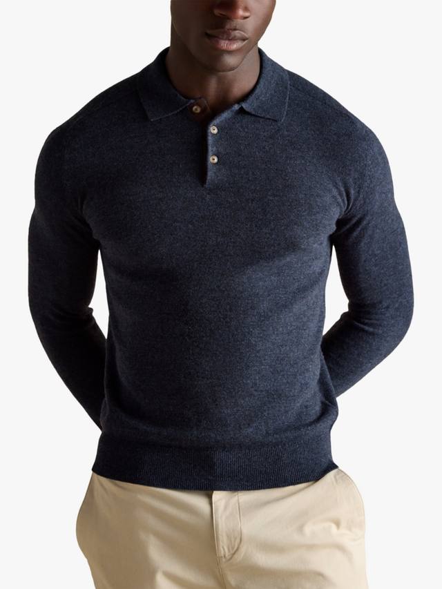 

Сэмпсон поло из смесовой кашемировой пряжи Joules, Navy