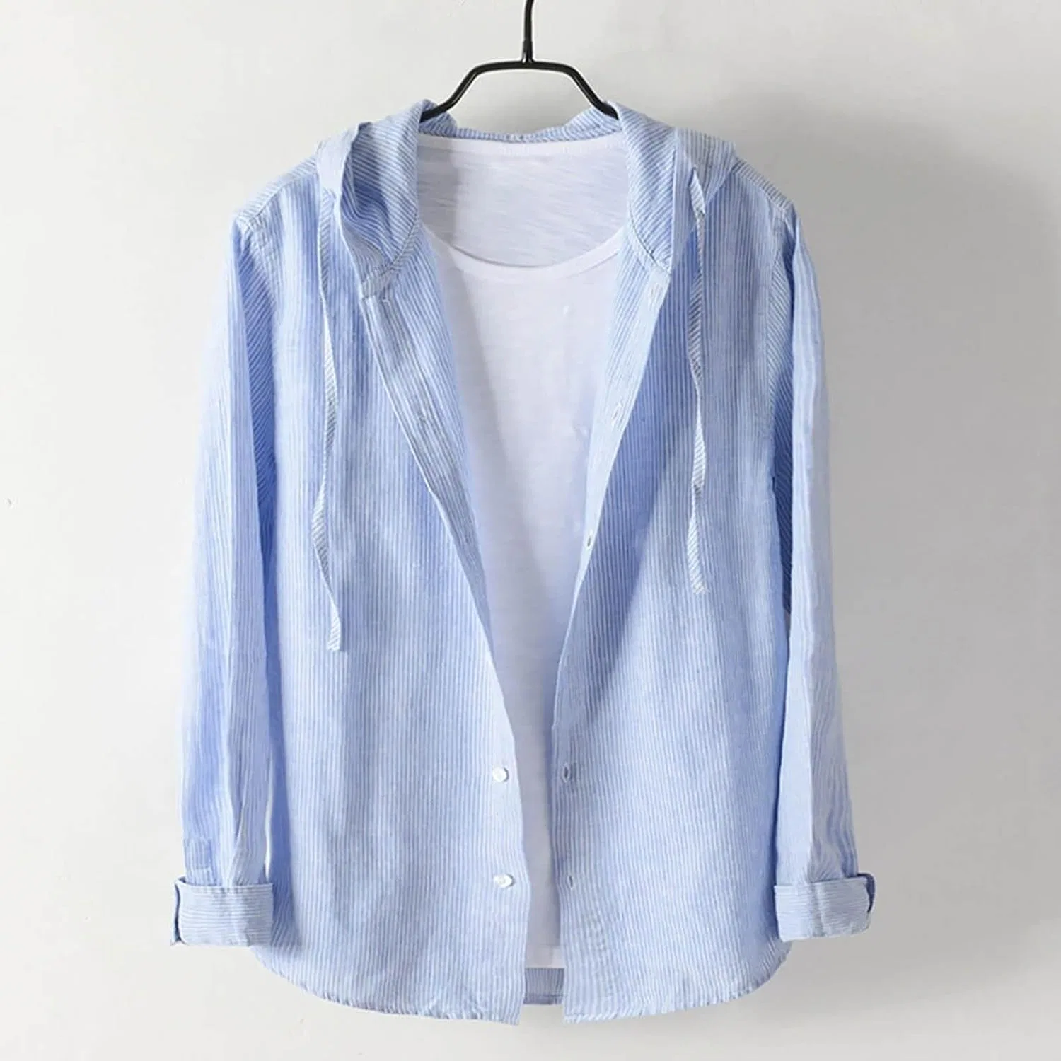 Блуза, мужская, Button Down, рубашка, короткий рукав, длинный рукав, деловая, повседневная, впитывает пот, быстро сохнет, устойчива к пятнам пота, простая, стильная, комфортная, легкая, мягкая, однотонная, синий — фото 3
