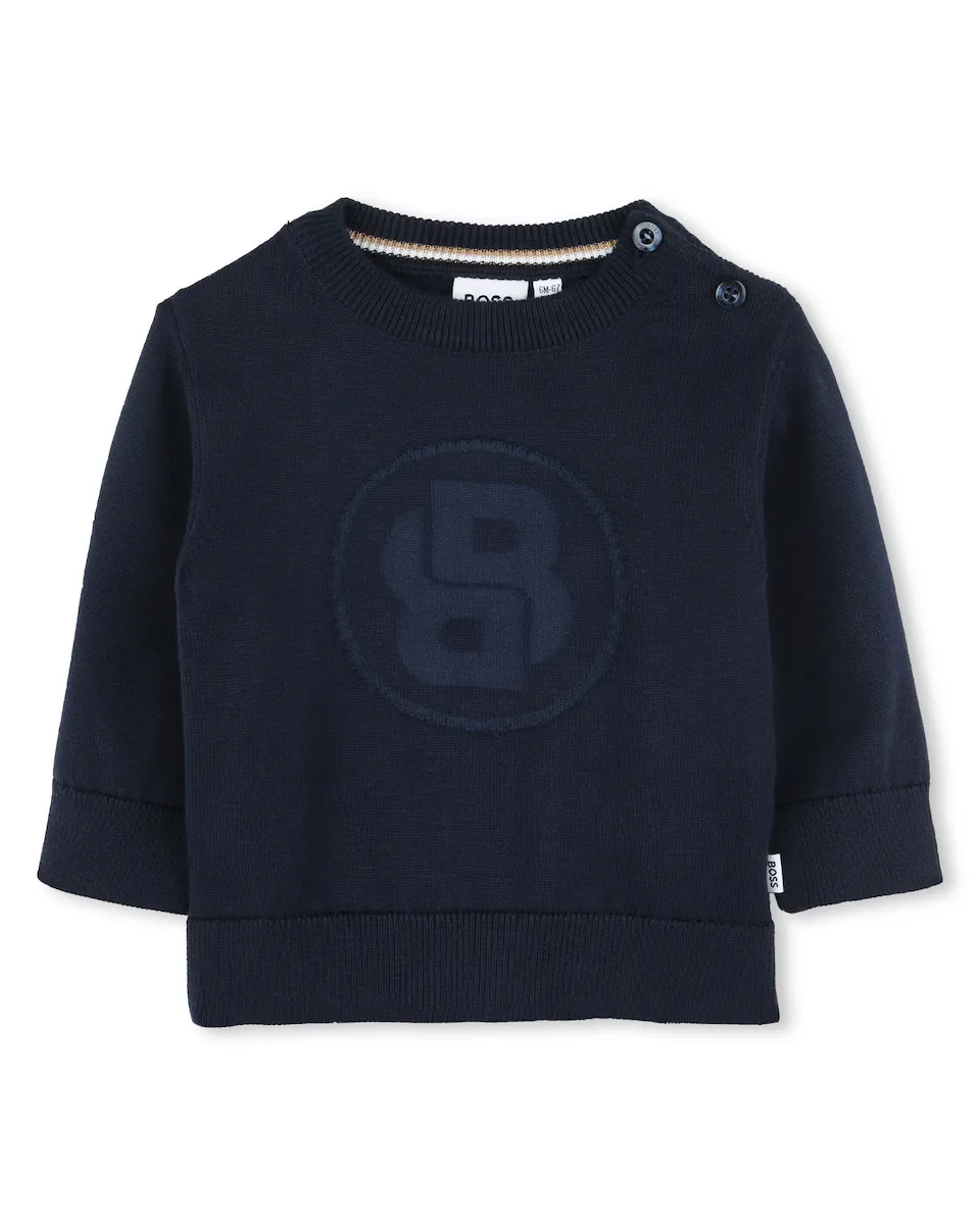

Свитер для мальчика из черного хлопка BOSS Kidswear, чёрный