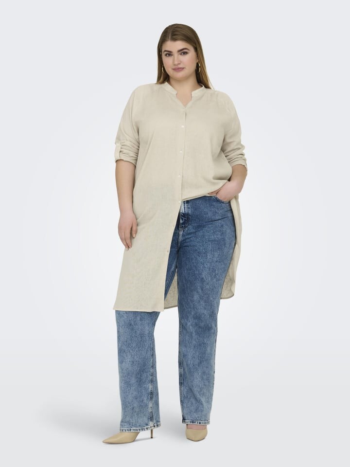 

Длинное платье ONLY Carmakoma Leinen Blusen Plus Size Basic Long Shirt, песочный