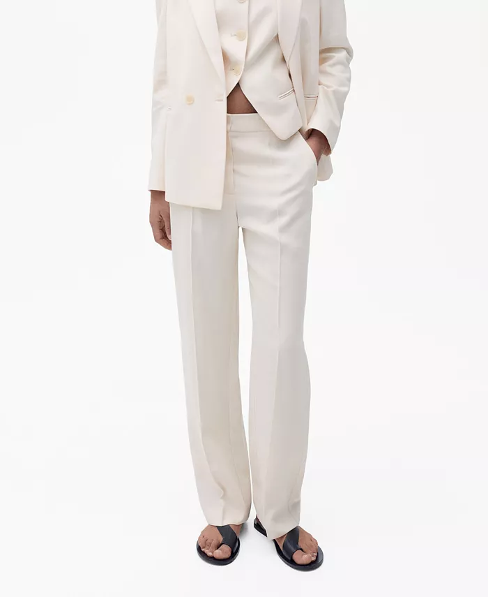 

Женские классические брюки-прямого кроя MANGO, коричневый/бежевый