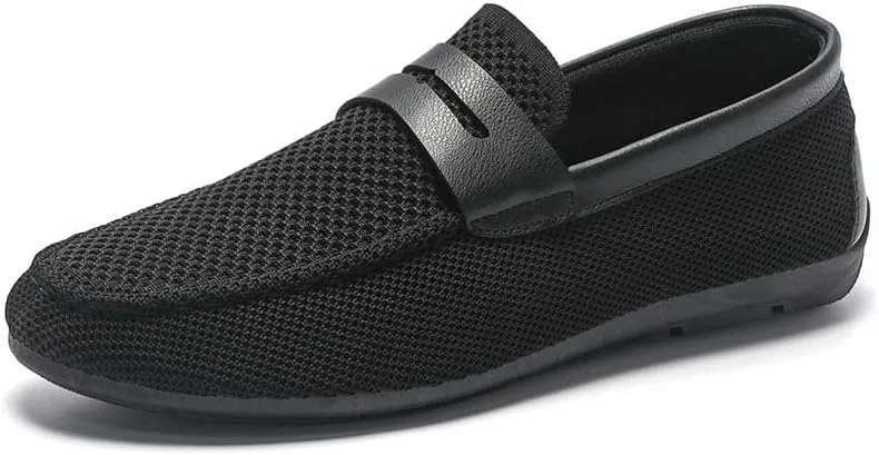 Лоферы мужские дышащие, Solid Color, Black PUGHGAETZF