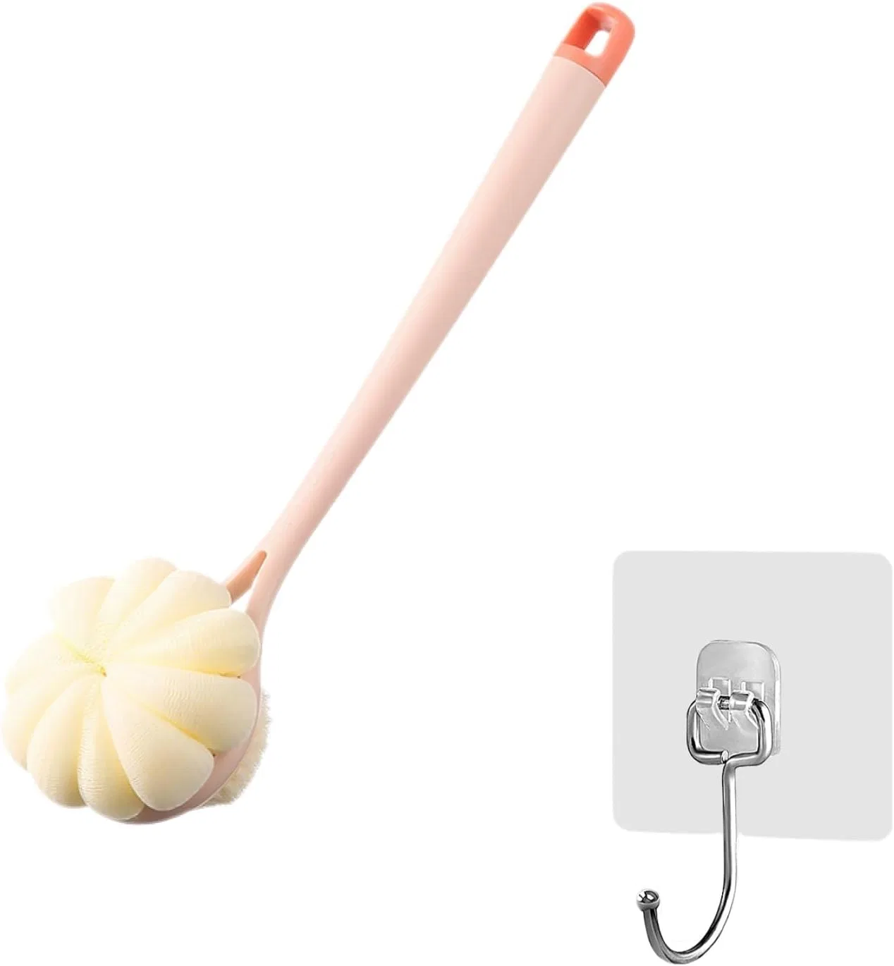 Двусторонняя щетка для душа с длинной ручкой Qingzy, Pink