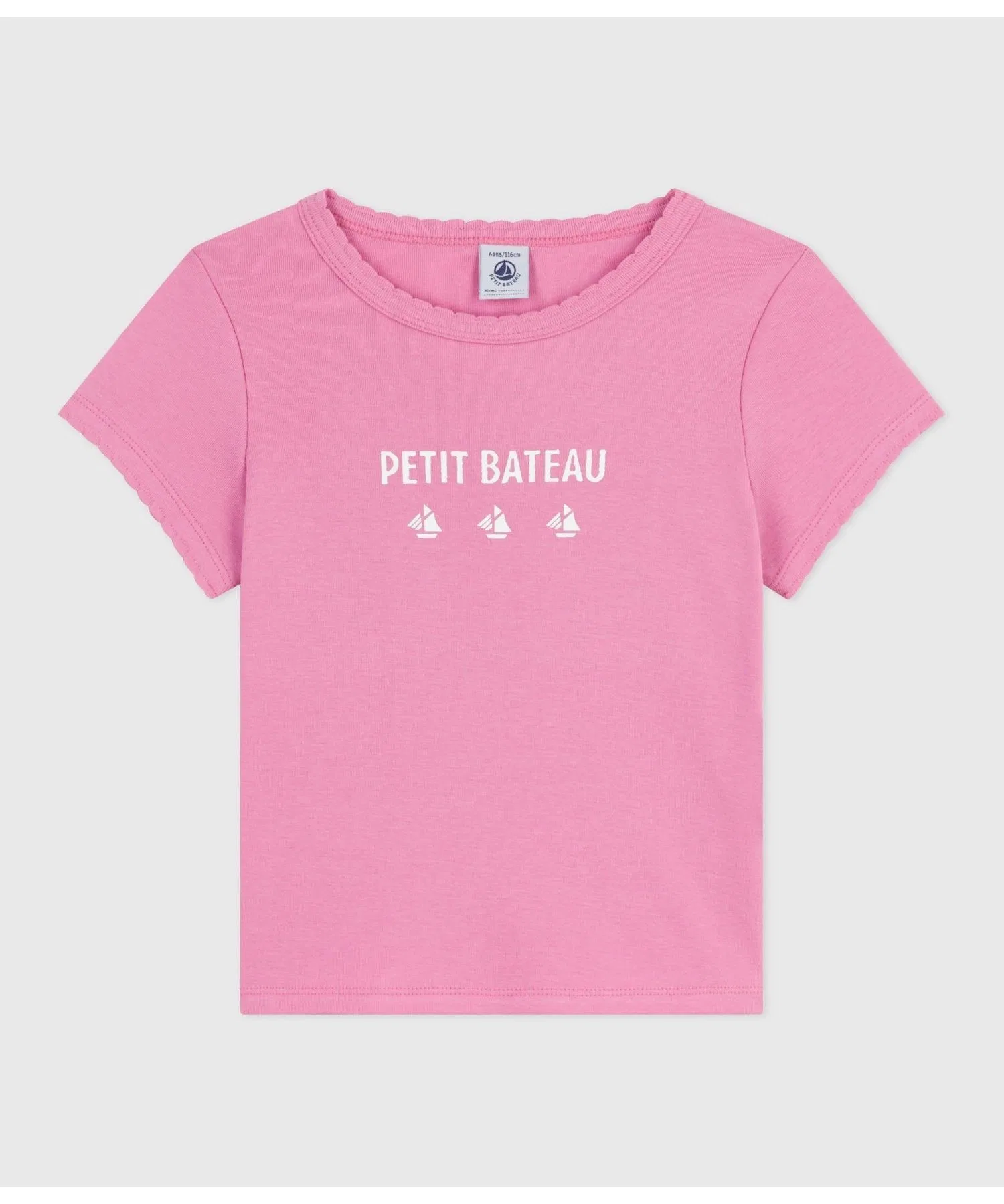 Детская футболка с логотипом Petit Bateau розовая