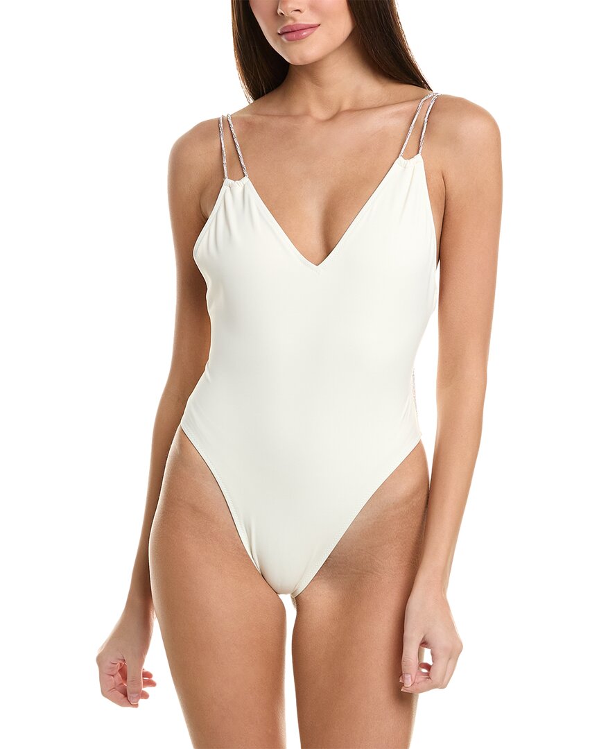 

Однотонный и полосатый слитный купальник Lynn Solid & Striped, белый