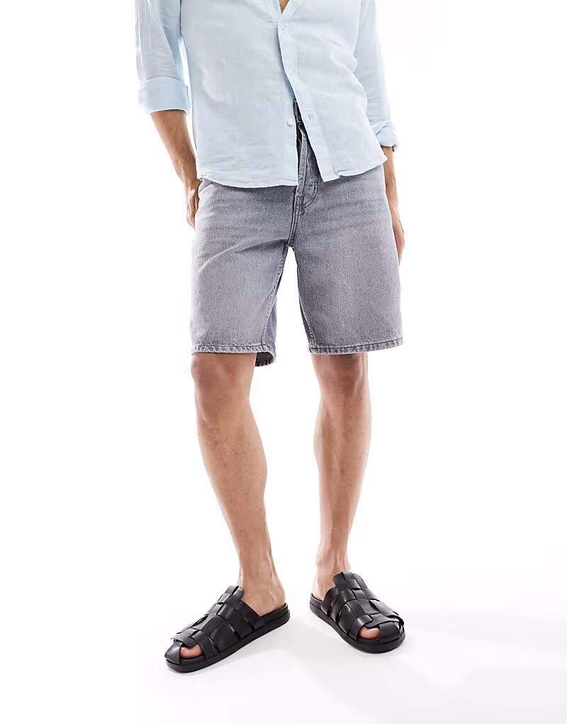 

Прямые джинсовые шорты ONLY & SONS Edge серого цвета