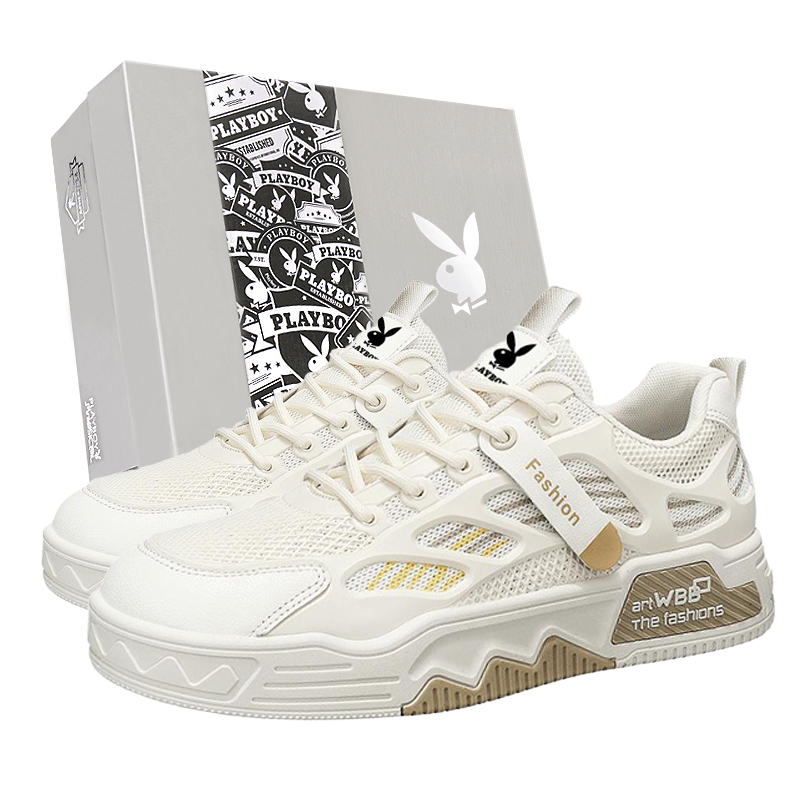 

Playboy Мужские низкие скейтбордские кроссовки бело-синие, цвет White Blue