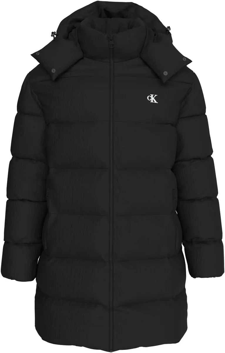 

Длинная куртка Calvin Klein Jeans "ESSENTIALS DOWN LONG PARKA", с капюшоном, с логотипом, черный