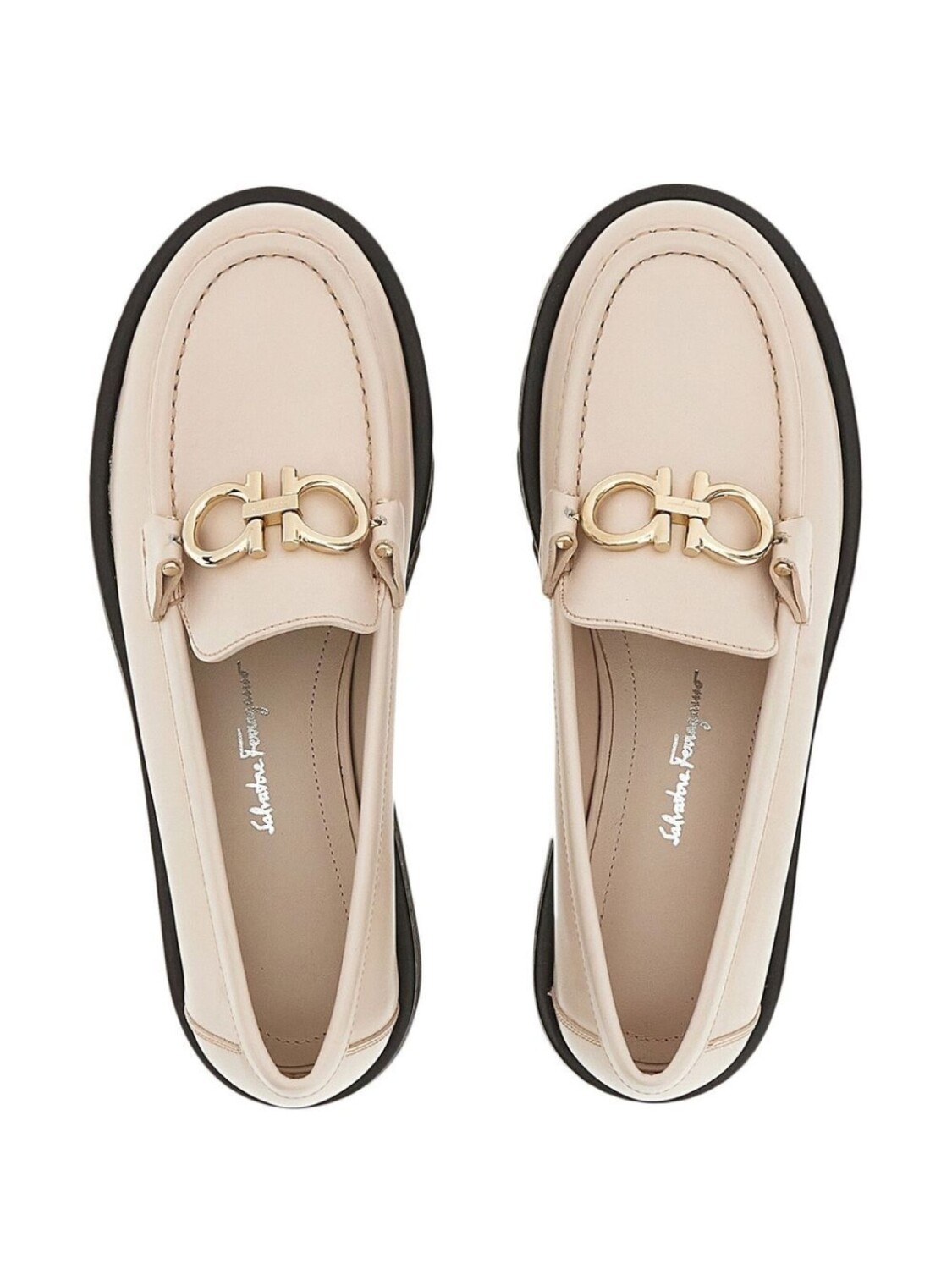 Ferragamo лоферы с пряжкой Gancini, нейтральный цвет — фото 4