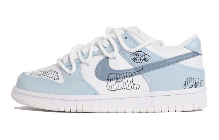 

Кроссовки Nike Dunk Skateboard Shoes Women's Low-Top Blue White, синие/белые, Синий, Кроссовки Nike Dunk Skateboard Shoes Women's Low-Top Blue White, синие/белые