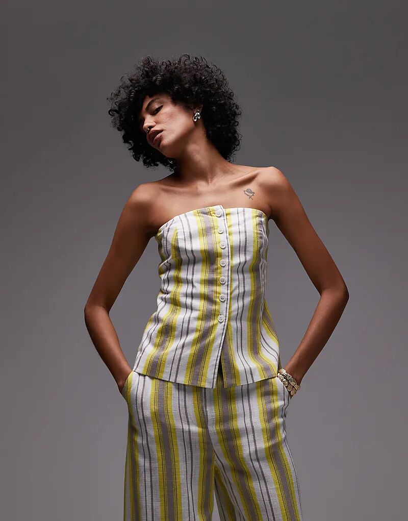 

Topshop coord Льняное бандо и брюки в желтую полоску