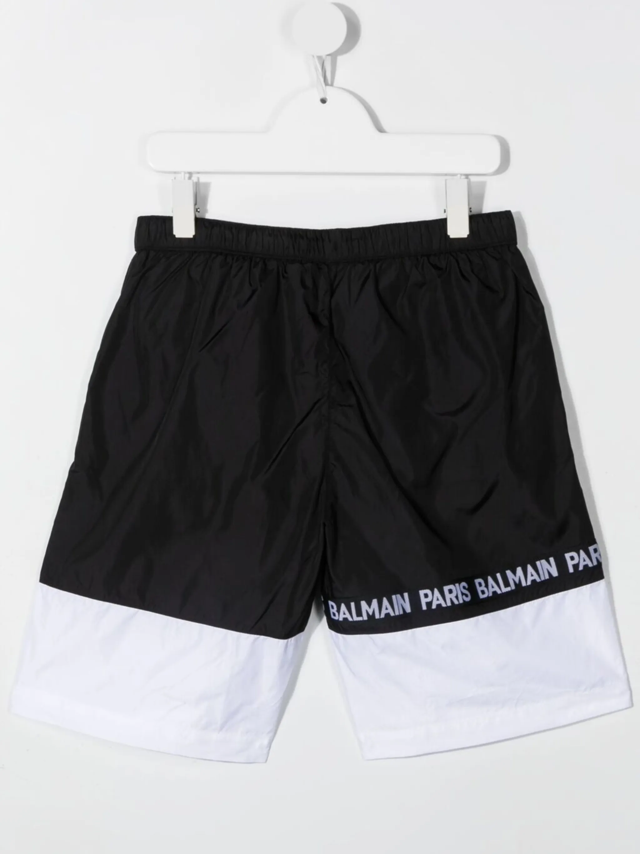 Плавки-шорты в стиле колор-блок с логотипом Balmain Kids, черный — фото 2