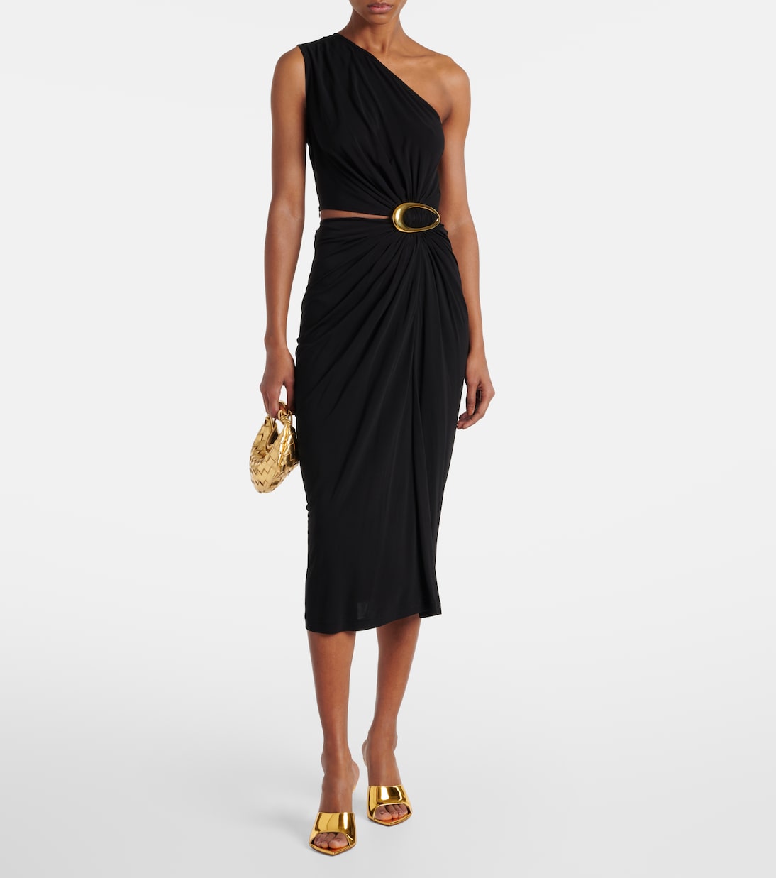 Мюли Bianca 95 из металлизированной кожи Amina Muaddi, Gold + Shiny Gold Heel — фото 3