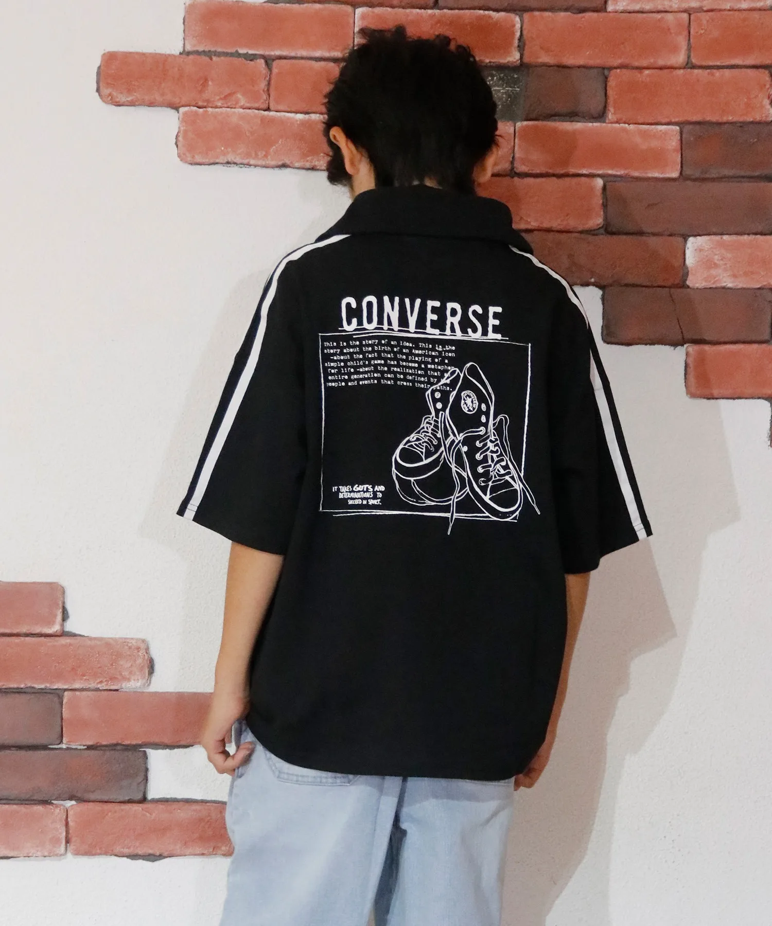 Детская футболка-поло CONVERSE с логотипом, белая — фото 3