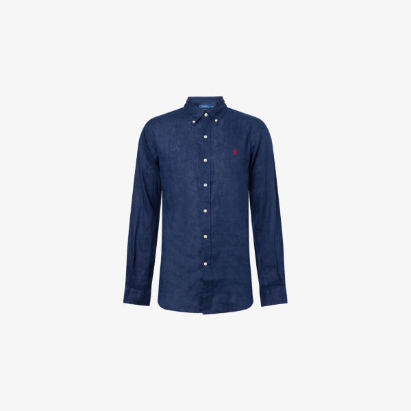 

Рубашка Polo Ralph Lauren из льна с длинными рукавами и отложным воротником на пуговицах, темно-синий