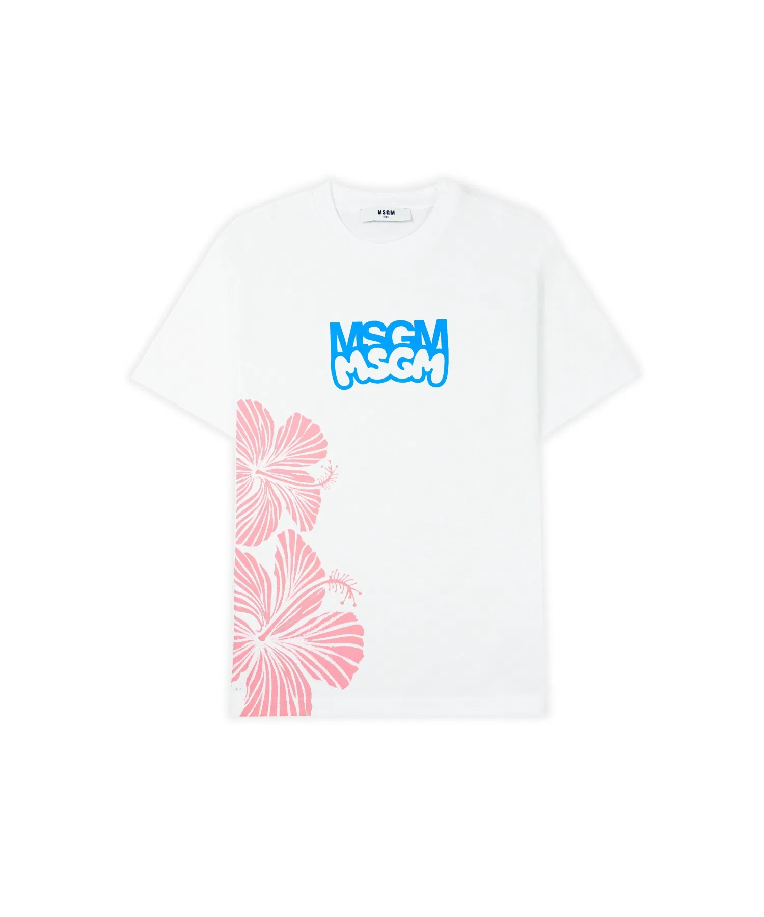 Детская футболка MSGM KIDS x Burro Studio с логотипом и цветочным принтом белая