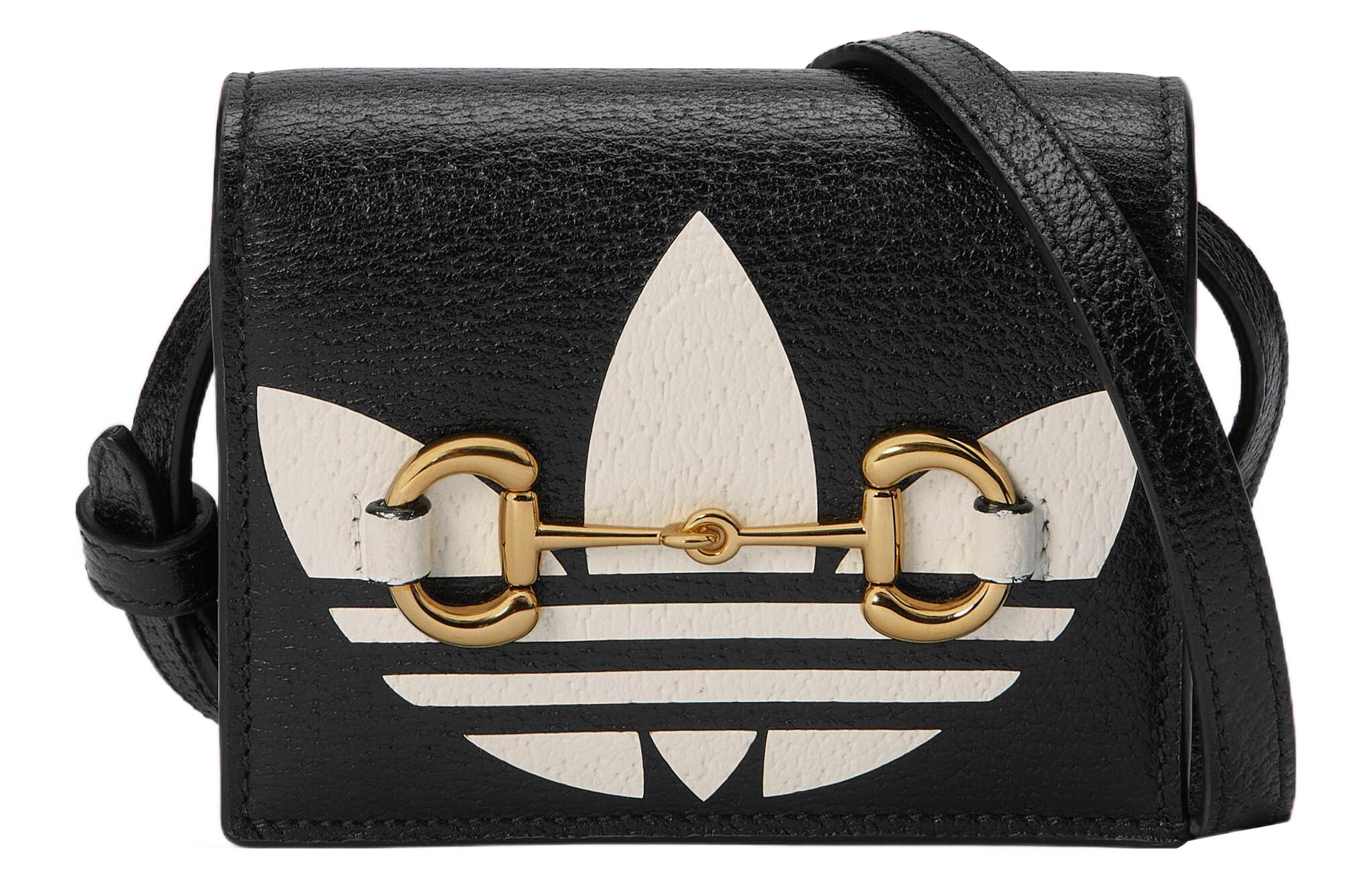 

GUCCI Сумка-мессенджер Adidas, маленькая квадратная кожаная сумка, через плечо, унисекс, черная