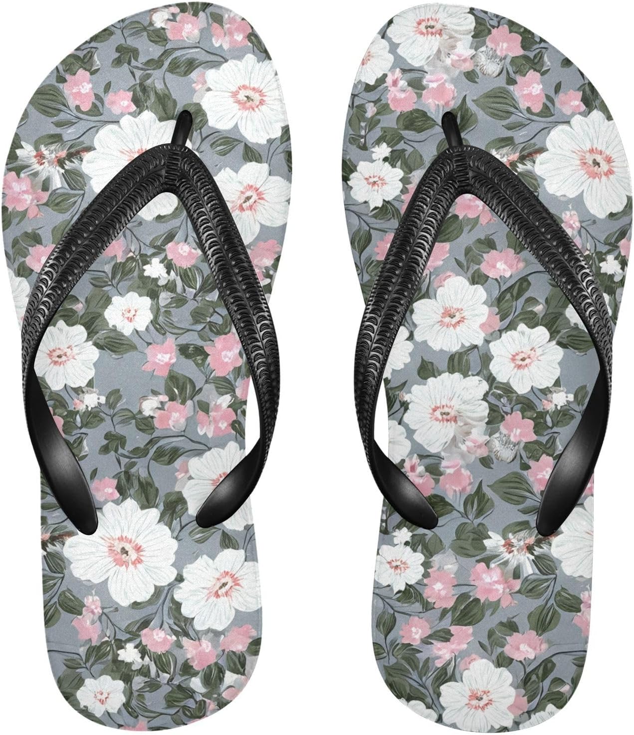 

Белые вьетнамки с цветком гибискуса, серые шлепанцы для пляжа, резиновые нескользящие летние тапочки для женщин и мужчин Sinestour