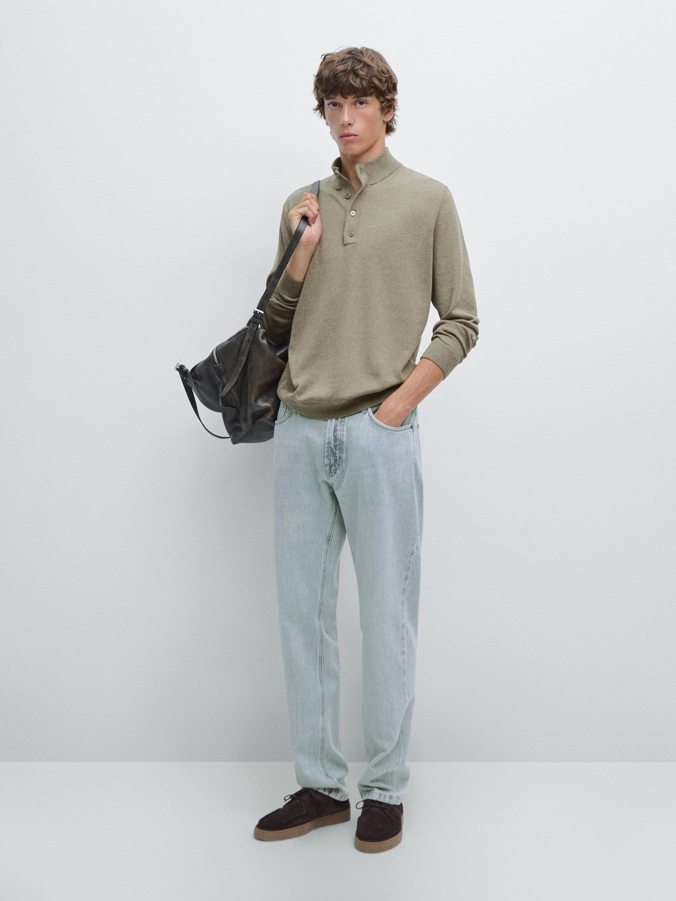 

Вязаный свитер с имитацией застежки на пуговицы на горловине Massimo Dutti, Marine Green