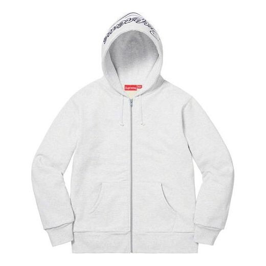 

Толстовка fw18 thermal zip up sweatshirt ash grey Supreme, серый
