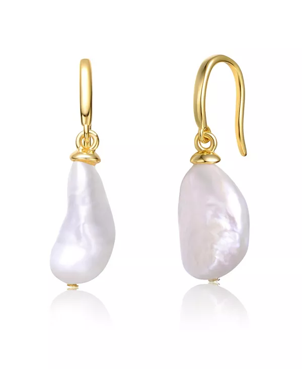 

Элегантные серьги-подвески из стерлингового серебра и 14-каратного золота с барочным жемчугом Genevive, gold