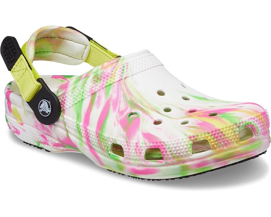 

Сабо Crocs Work Classic Adjustable Slip Resistant, цвет Electric Pink/Multi Marbled