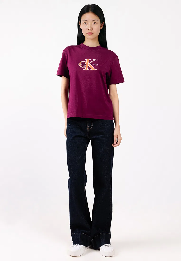 Футболка, с графическим принтом, Calvin Klein Jeans, ягодный — фото 4