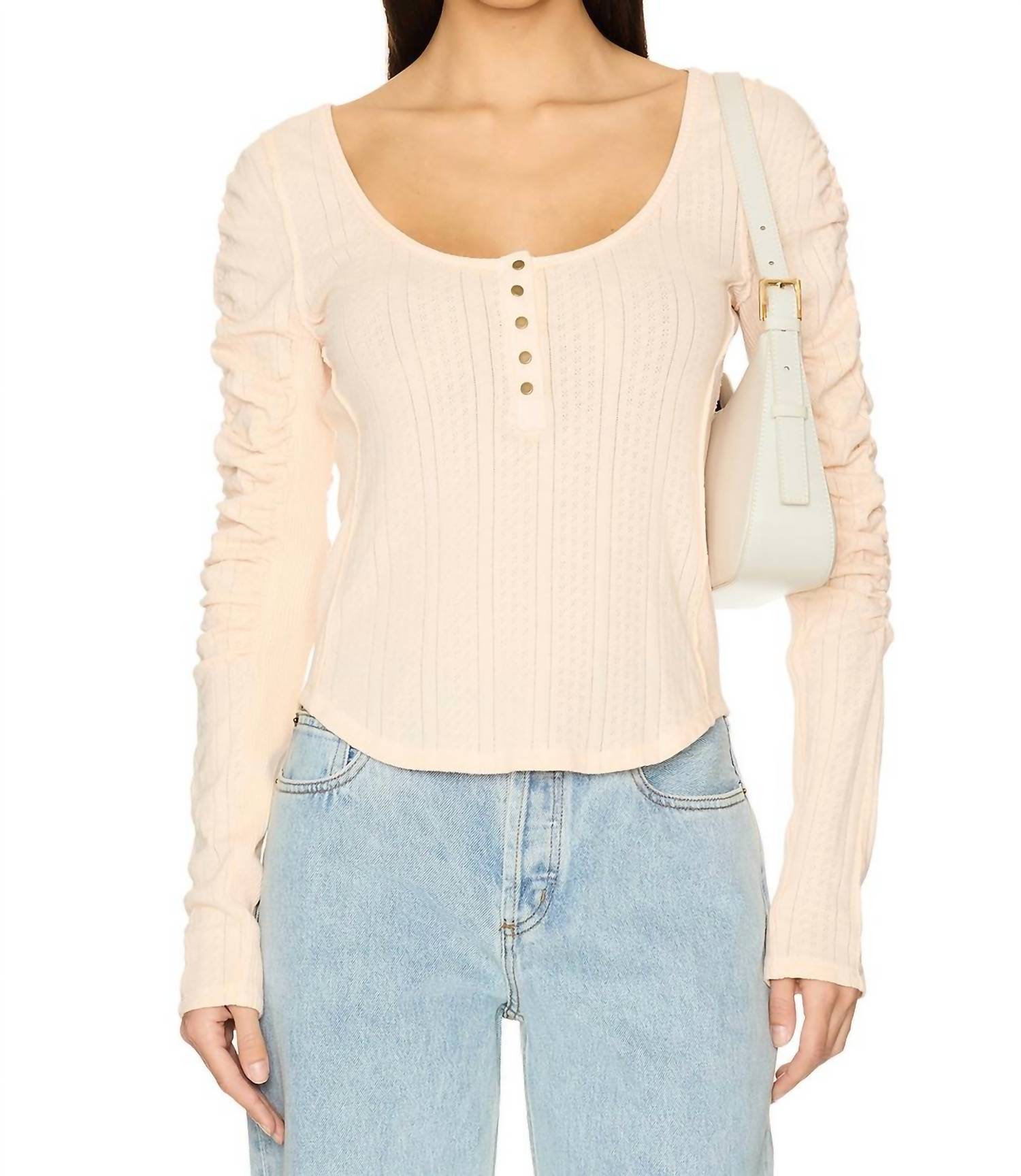 

Топ Hope Henley в цвете клубничный мусс Free People, Strawberry Float