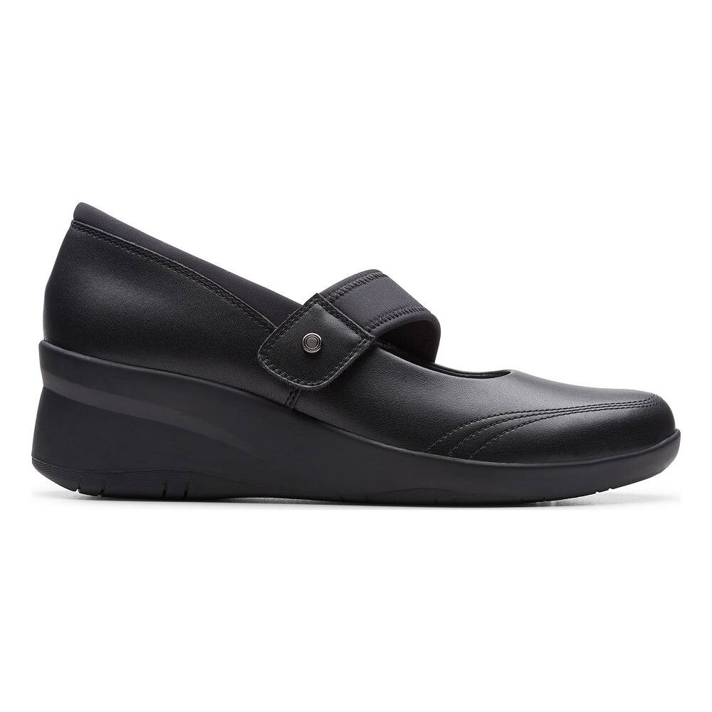 Clarks Suttyn May Женские кожаные туфли на танкетке Mary Jane, черный — фото 3