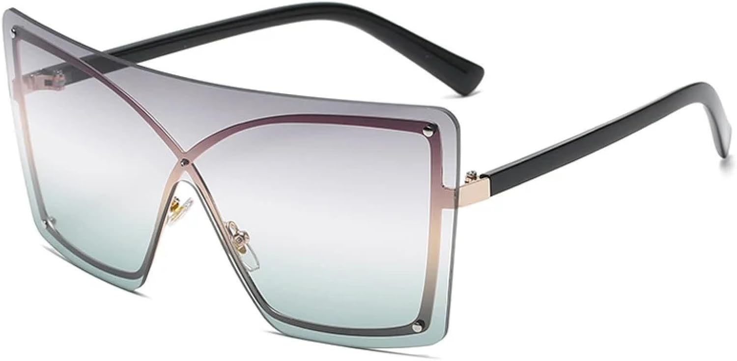 

Солнцезащитные очки в стиле стимпанк, без оправы, цельные, для женщин и мужчин, модные, роскошные, для активного отдыха и путешествий, с защитой от УФ-излучения UV400 TKKTLLT, Black Silver