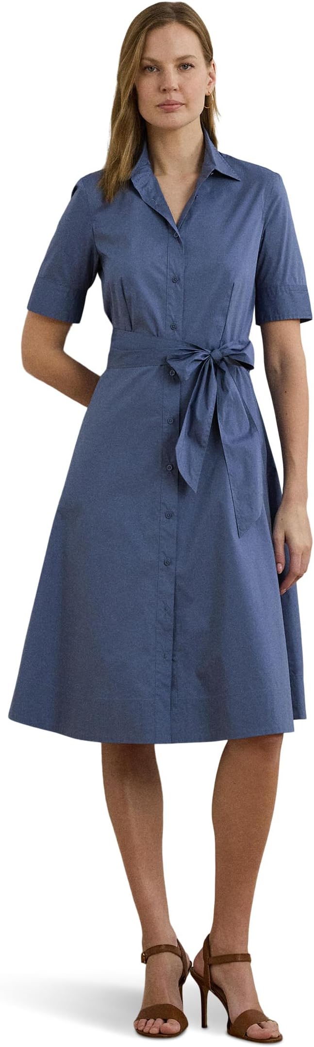 

Платье Lauren Ralph Lauren Cotton-Blend Shirtdress, цвет Capri Blue