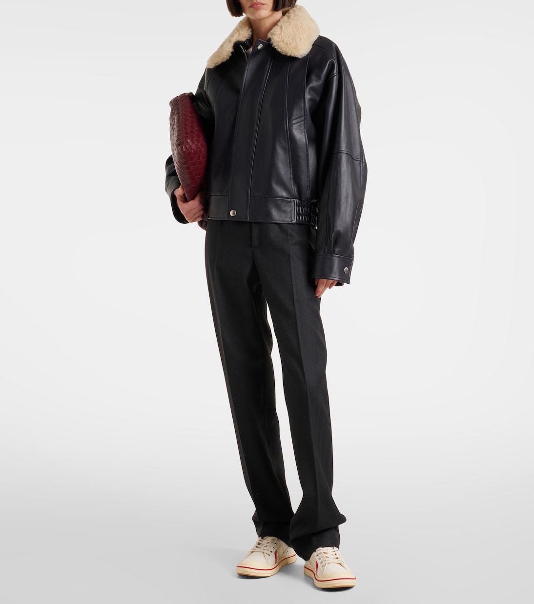 Высокие кеды из холста с кожаными вставками Bottega Veneta, White-Seas-Salt — фото 3