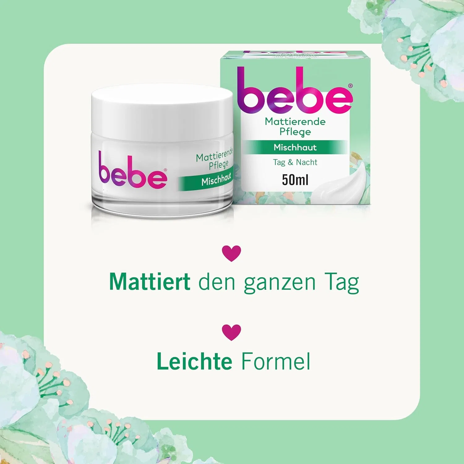 Крем для лица Bebe — Матирующий для комбинированной кожи с зеленым чаем, 50 мл — фото 4