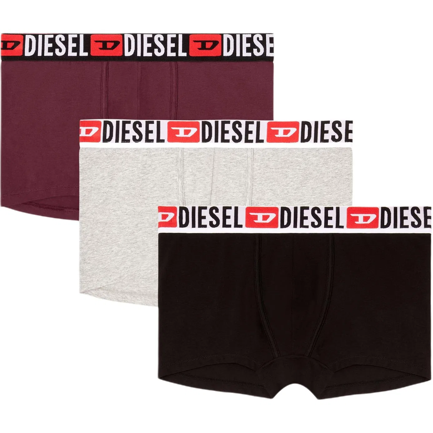 Боксеры мужские 3 шт. DIESEL черный+серый+фиолетовый
