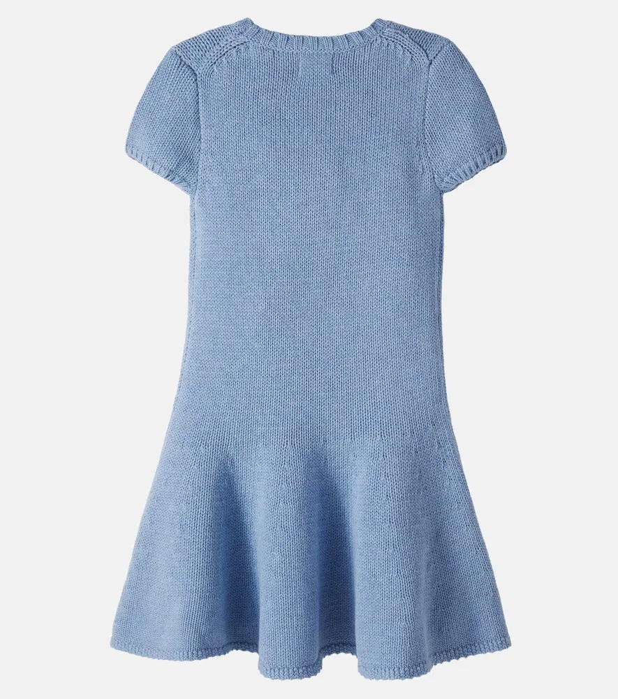 Вышитое хлопковое платье Polo Ralph Lauren Kids, синий — фото 2