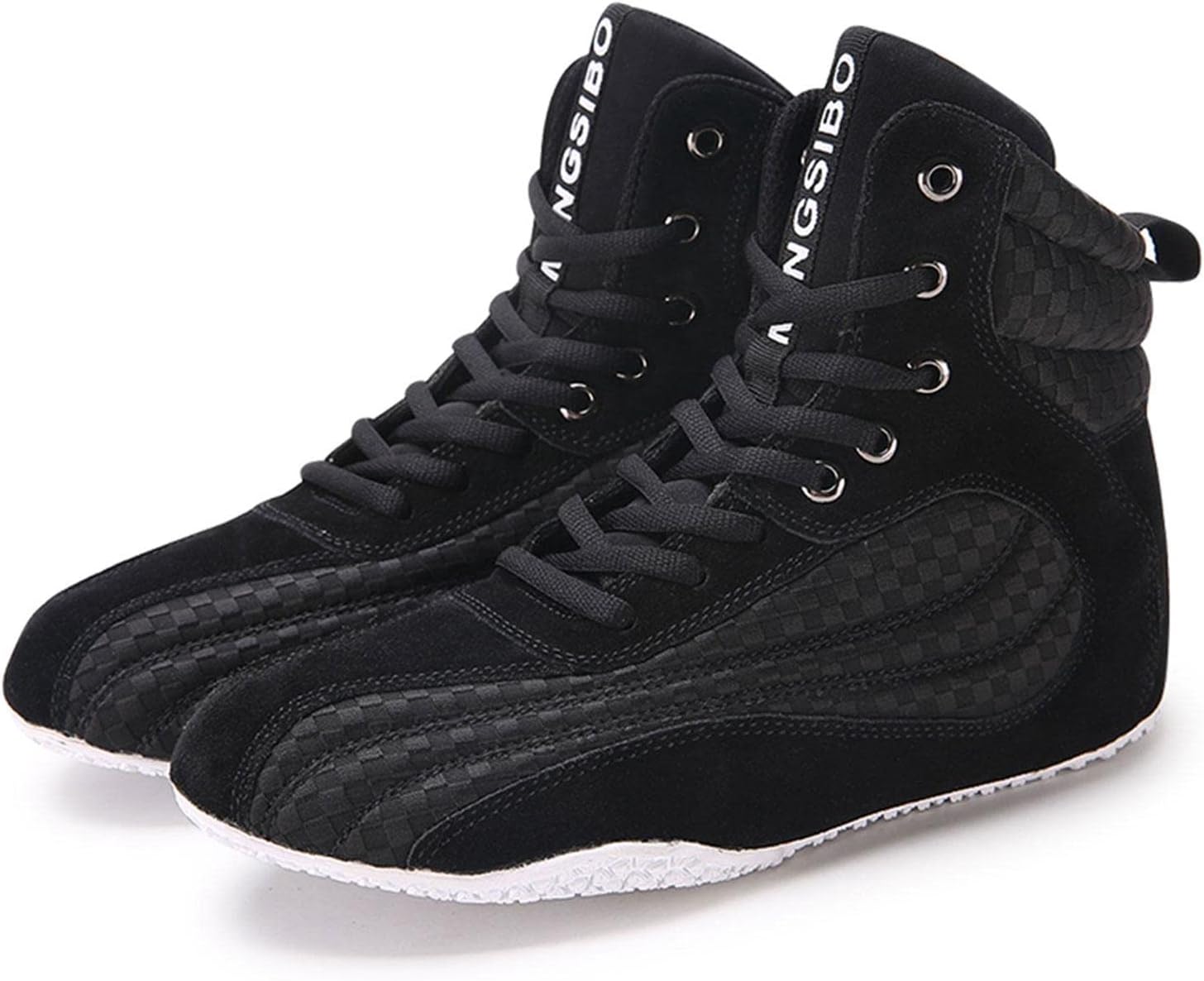 

Боевые ботинки TECDOTO для борьбы, бокса, с резиновой подошвой, легкие, из кожи и сетки, на полной шнуровке, для тренировок и спорта, для мужчин и подростков, черные, размер 8