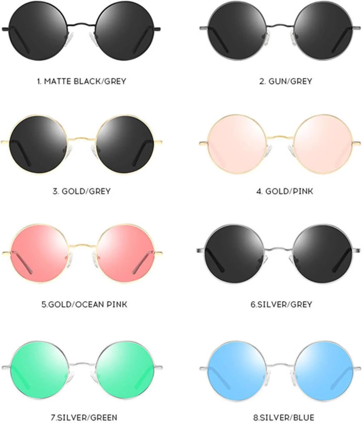 

Солнцезащитные очки с защитой UV400 | Женские и мужские, маленькие, круглые | Линзы конфетных цветов для занятий спортом на открытом воздухе и вождения DSVIGF, C2 Gun